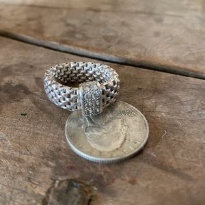 Silpada .925 woven stretch CZ Ring